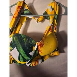Sexy Bikini Swimsuit Top Molded Cups Hot Womens Plus Size 3XL Shein Yellow